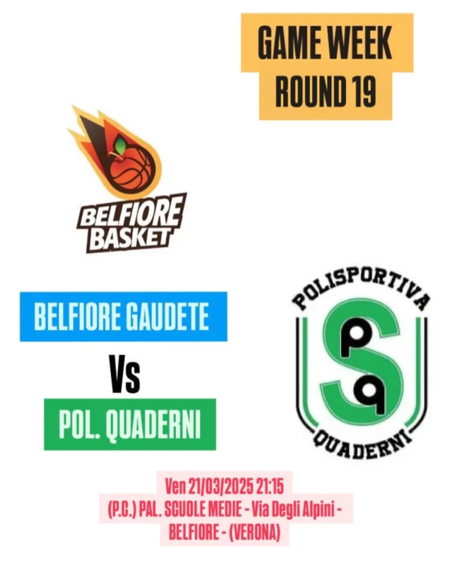 Partita importante per tenersi aggrappati alle speranze play off contro una squadra che si sta confermando come una tra le migliori del campionato.

Forza ragazzi🔥🏀
Belfiore basket, un bel posto dove giocare